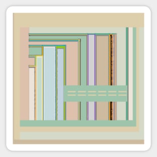 Circuit Board Blips graphic design in tan terra cotta blue green Sticker